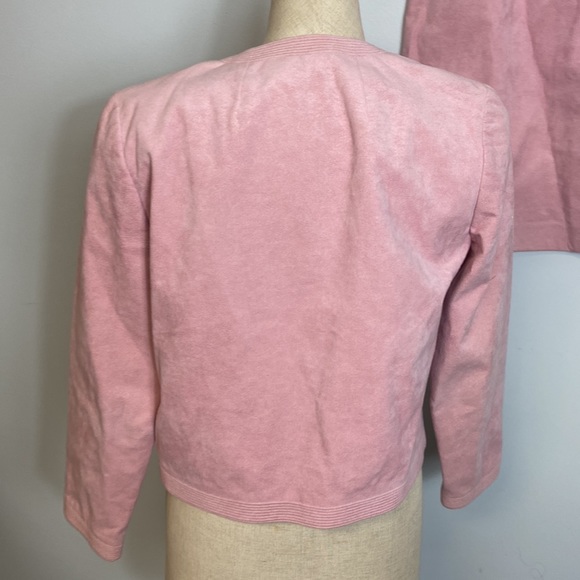 Vintage Rose Pink Skirt Suit Fitted Blazer & Knee Length Skirt Size 8 - Picture 3 of 13